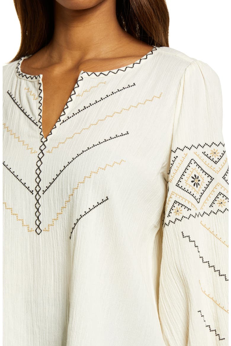 Embroidered Peasant Top, Alternate, color, ANTIQUE CREAM