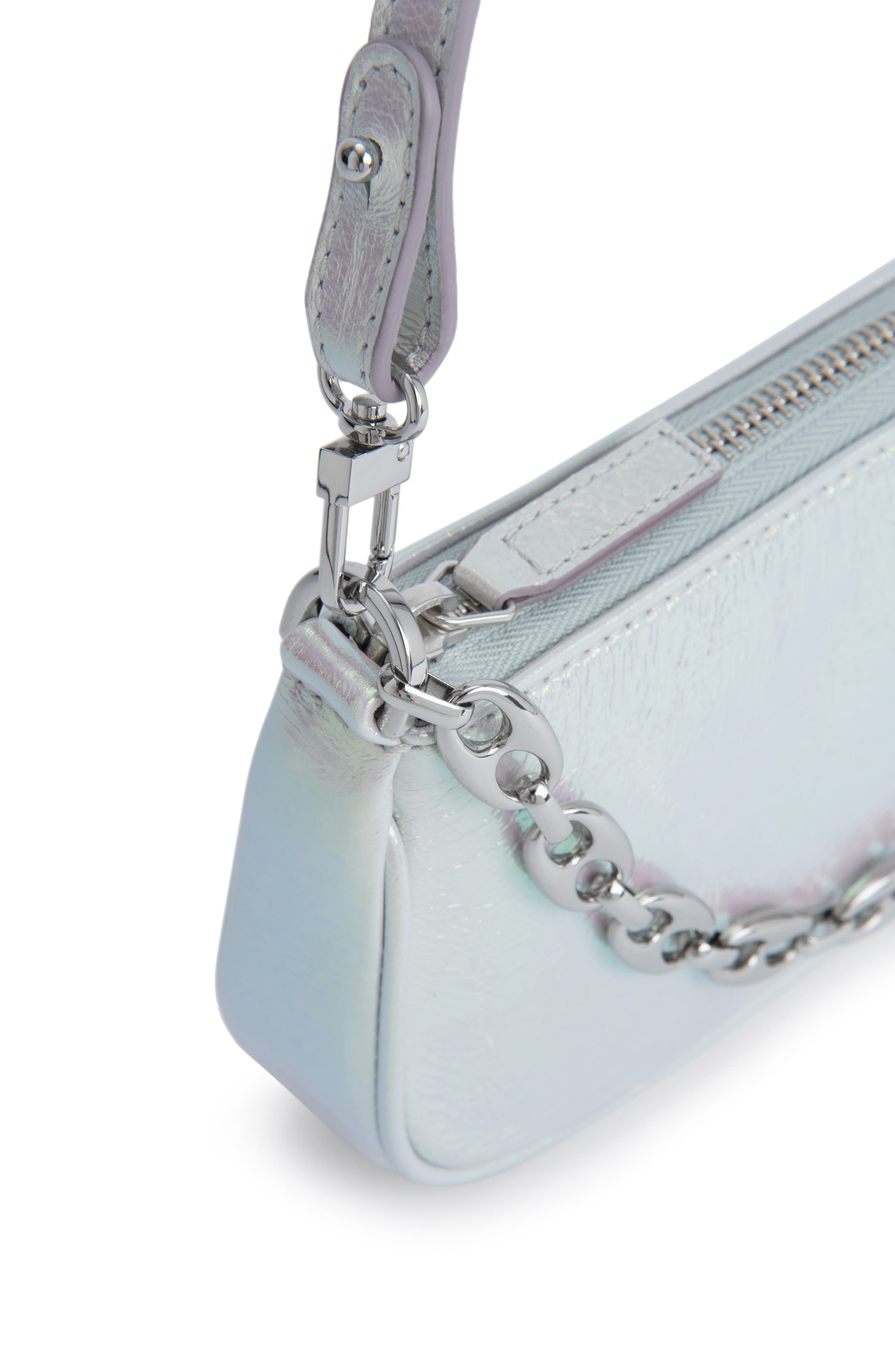 By Far Mini Rachel Metallic Leather Convertible Shoulder Bag, Alternate, color, 