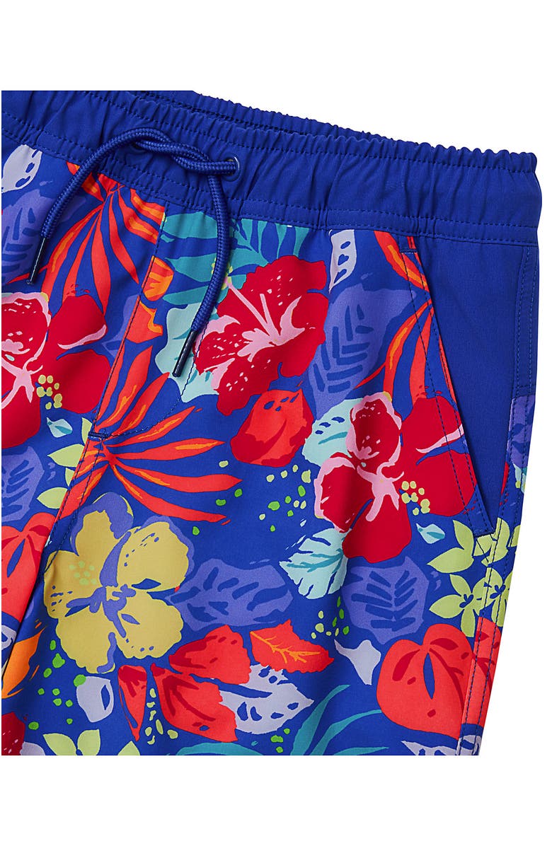Lands' End Boys Slim Stretch Hydroliner Swim Trunks, Alternate, color, Tropical Floral/Dazzling Blue