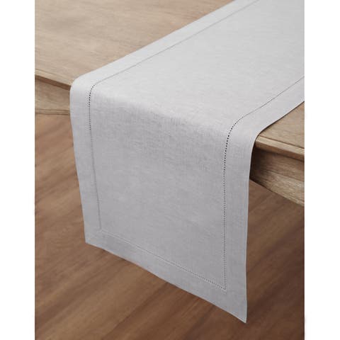 Linen Table Runner for Dining Table, Holiday and Everyday Table Decor - Classic Hemstitch