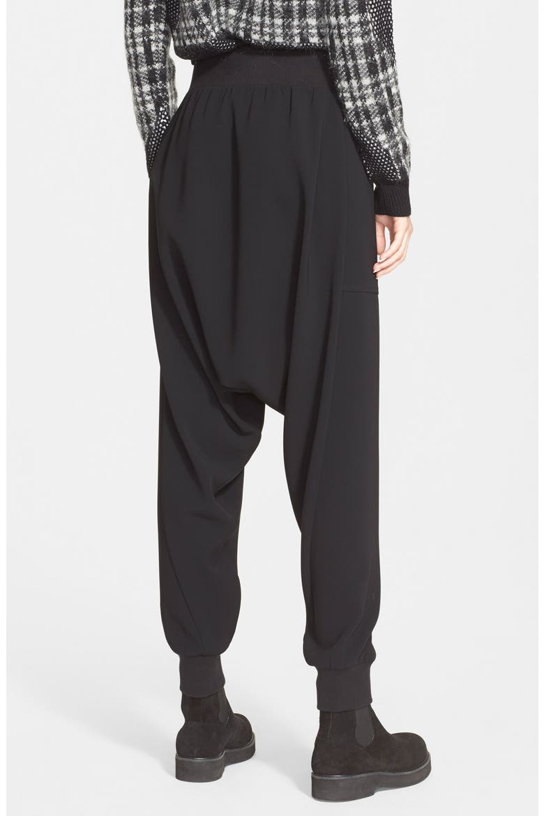 'Lobo' Crepe Drop Crotch Pants, Alternate, color, BLACK