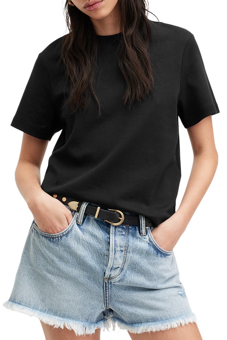 Lisa Crewneck T-Shirt, Main, color, BLACK