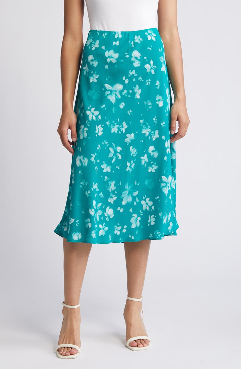 Halogen<sup>®</sup> Print Midi Skirt, Main, color, Miami Green