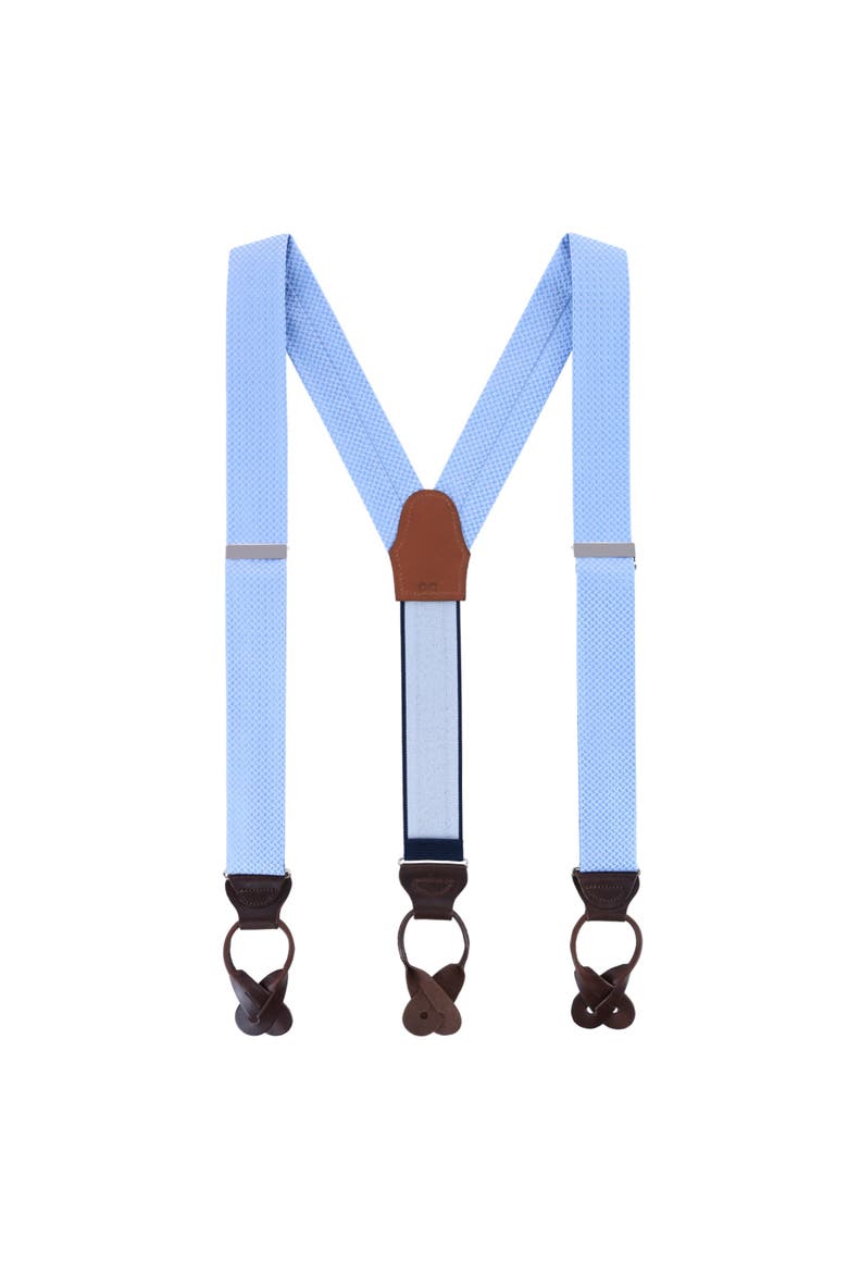 Gamma Geometric Pattern Silk Button End Suspenders, Alternate, color, Light Blue