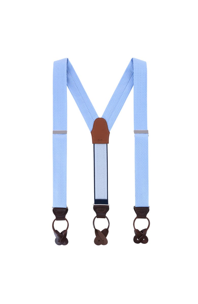 Trafalgar Gamma Geometric Pattern Silk Button End Suspenders, Alternate, color, Light Blue