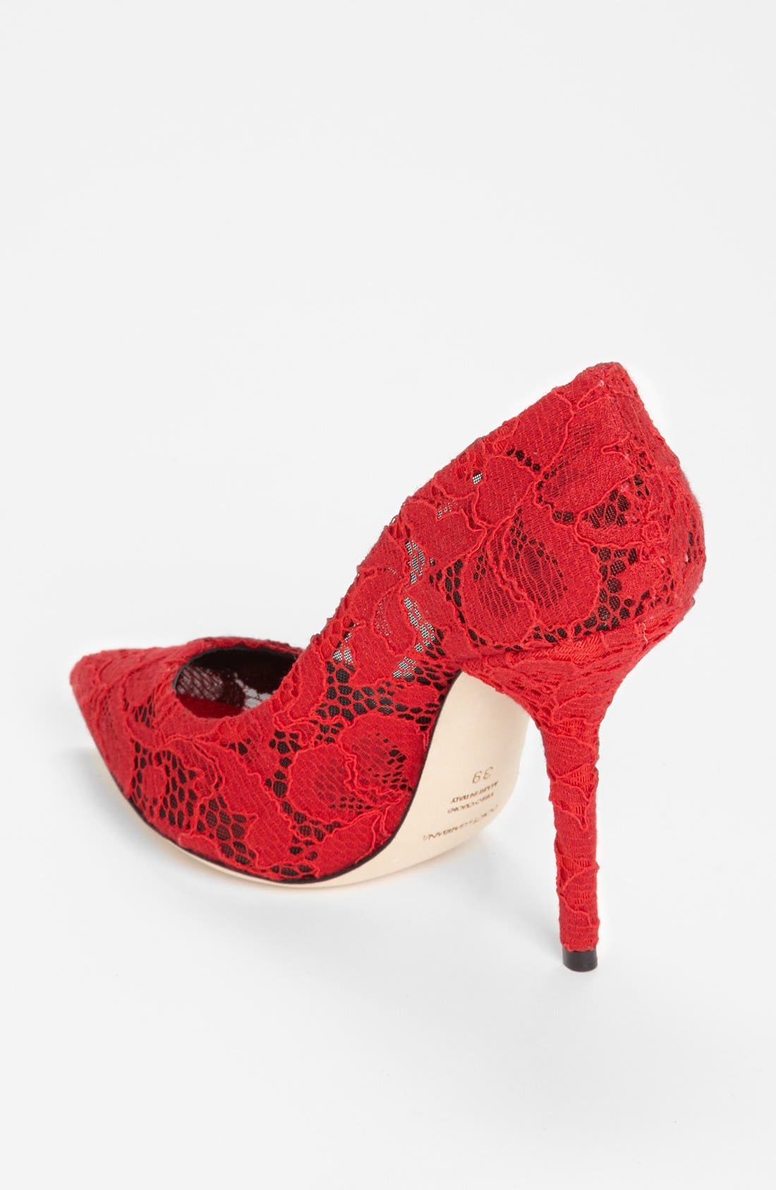 Lace Pointy Toe Pump, Alternate, color, RED/ BLACK