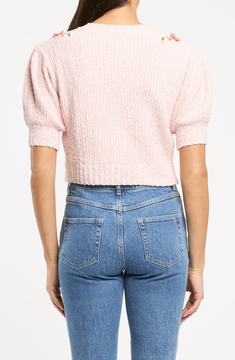 Cinq à Sept Millicent Floral Embellished Cardigan, Alternate, color, Rosy Cloud