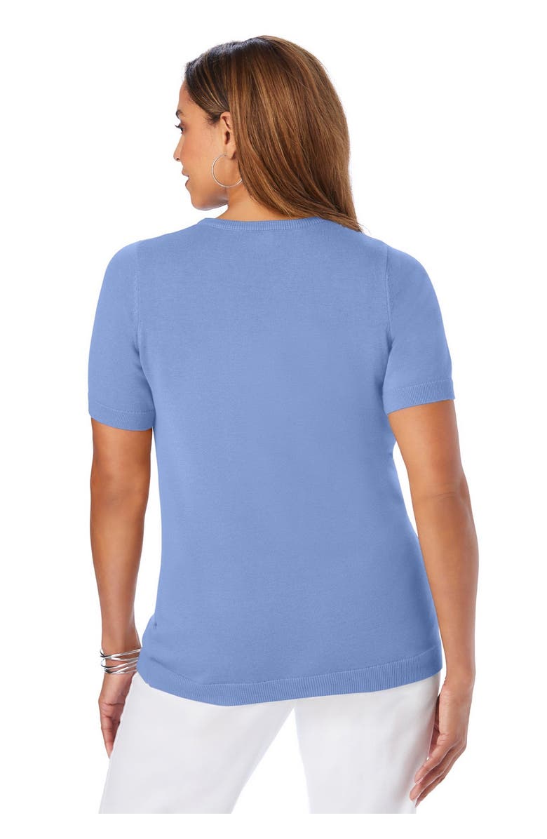 Jessica London Fine Gauge Crewneck Knit Shell, Alternate, color, Azure Mist