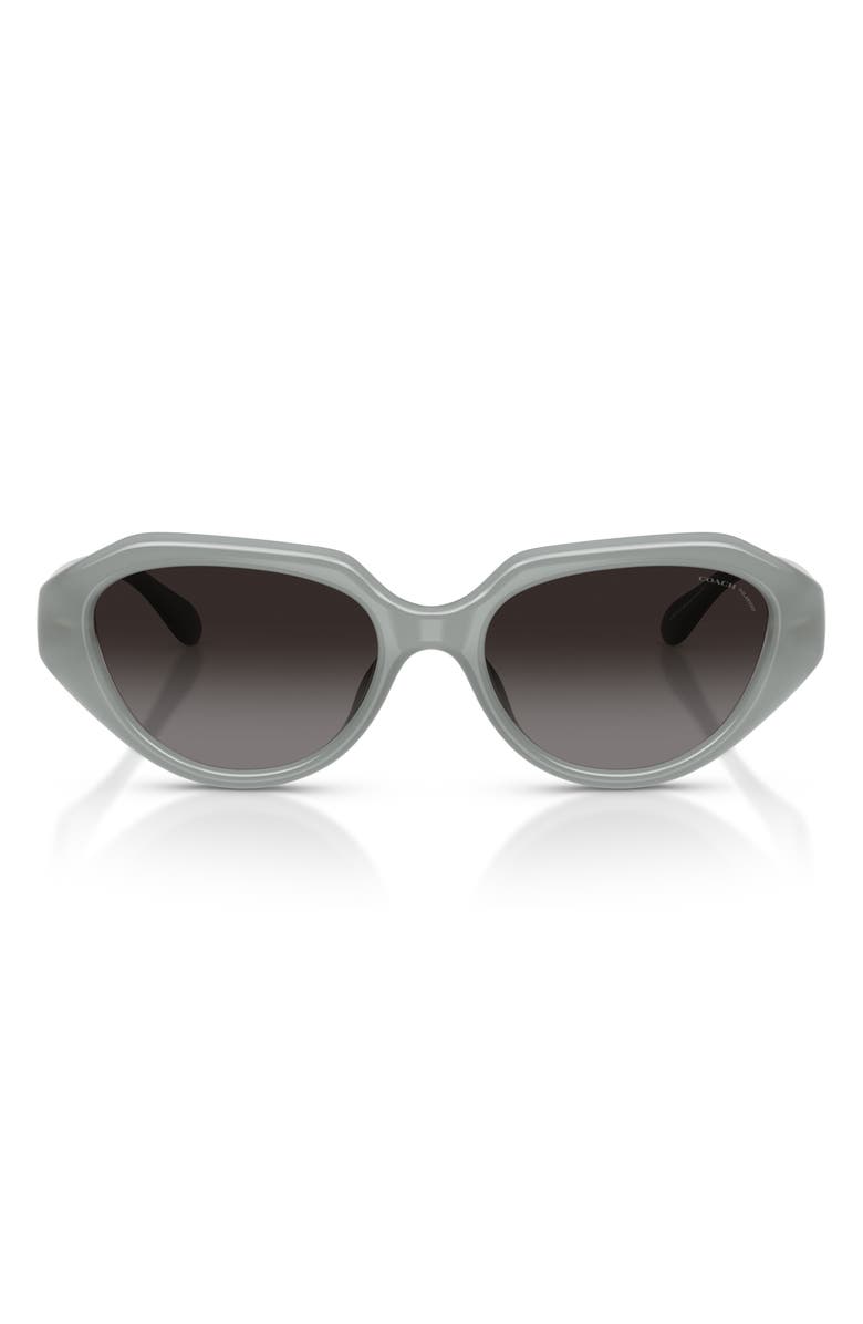 COACH 52mm Gradient Polarized Irregular Sunglasses, Main, color, Milky Eucalyptus / Grey