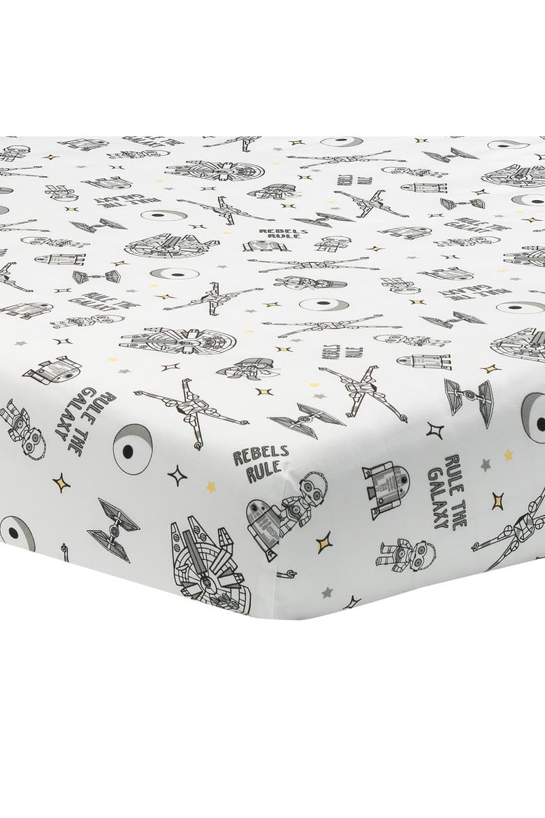 Star Wars Signature Rebels Rule Cotton Fitted Crib/Toddler Sheet, Main, color, Black Multi