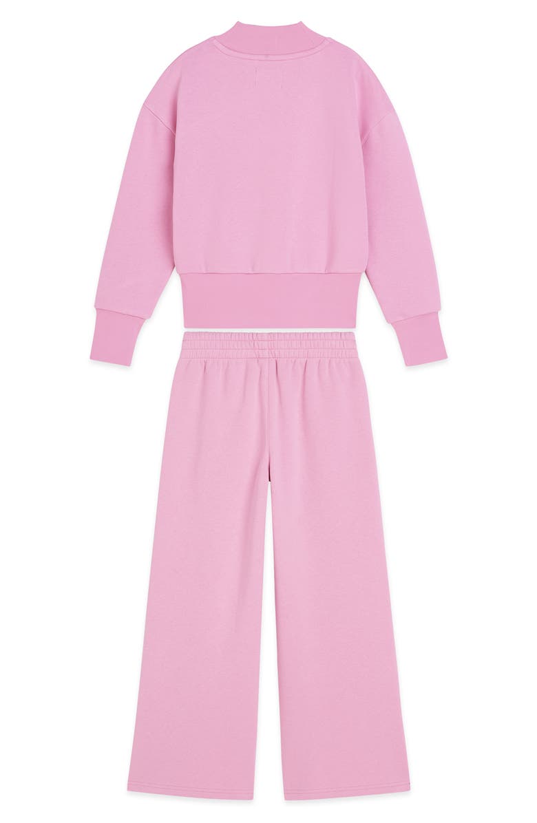 Scotch & Soda Kids' Butterfly Embroidered Fleece Sweatshirt & Wide Leg Sweatpants Set, Alternate, color, Pastel Lavender