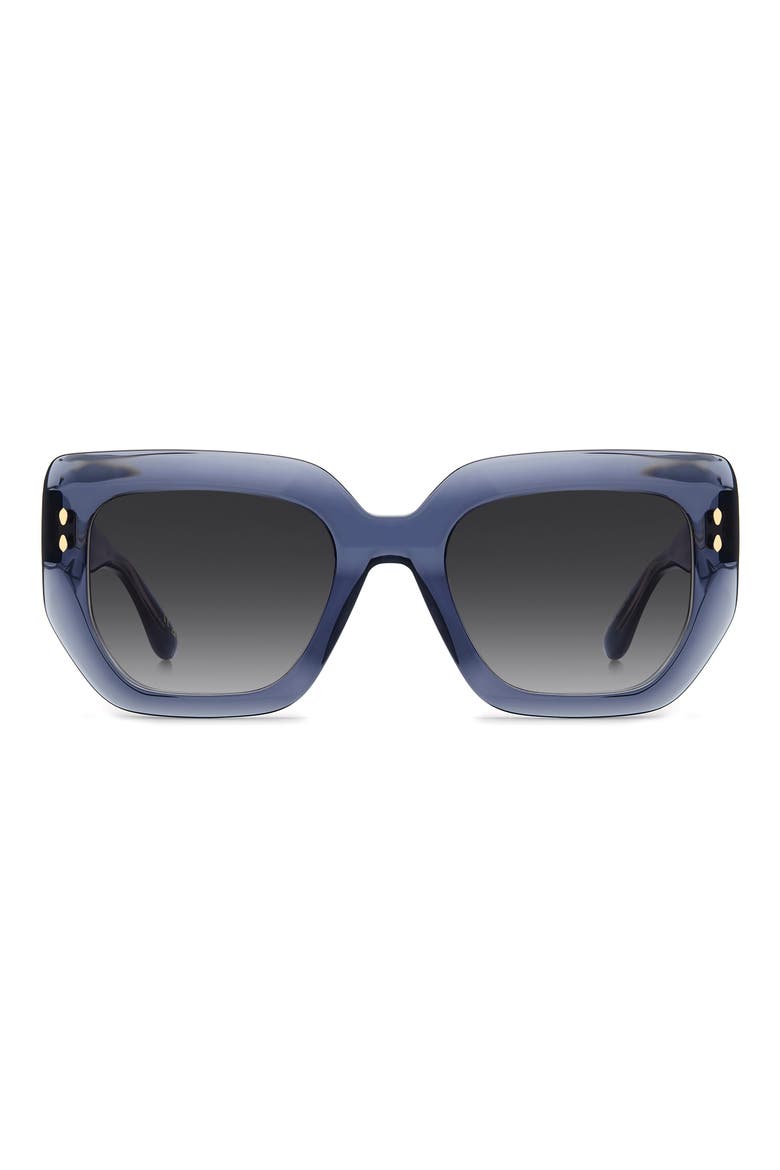 53mm Gradient Rectangular Sunglasses, Main, color, BLUE/ DARK GREY SF