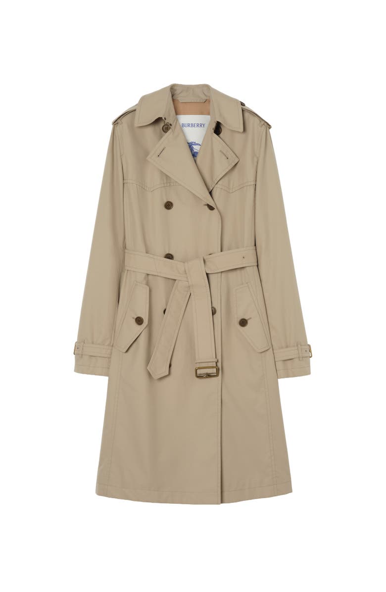 Burberry Long Silk-lined Tropical Gabardine Foxfield Trench Coat, Alternate, color, Saltmarsh Beige
