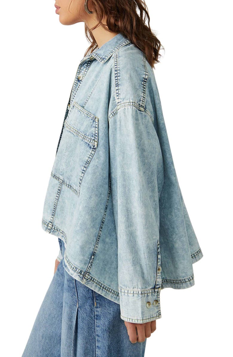 Free People Back to You Oversize Denim Jacket, Alternate, color, 