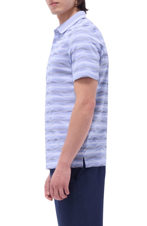 Bugatchi Wavy Stripe Cotton Polo In Classic Blue