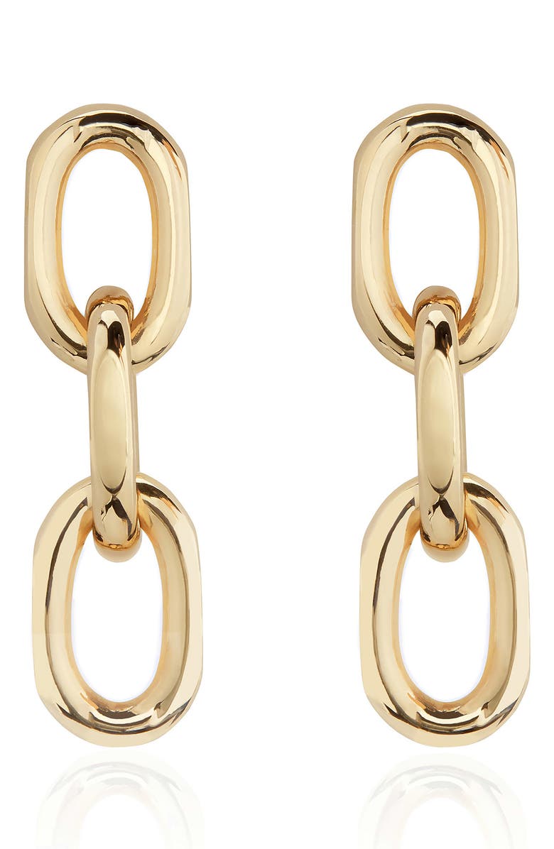 Monica Vinader Alta Capture Mini Link Drop Earrings, Main, color, Yellow Gold
