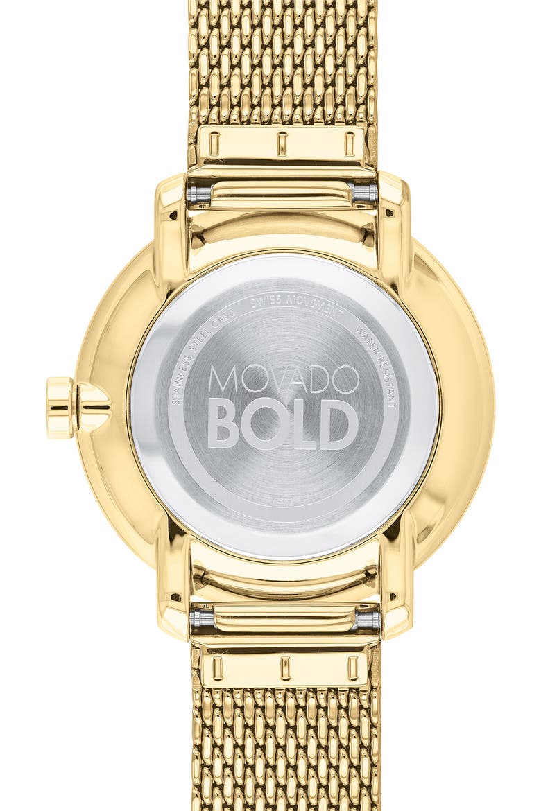 Bold Crystal Bezel Mesh Strap Watch, 34mm, Alternate, color, GOLD
