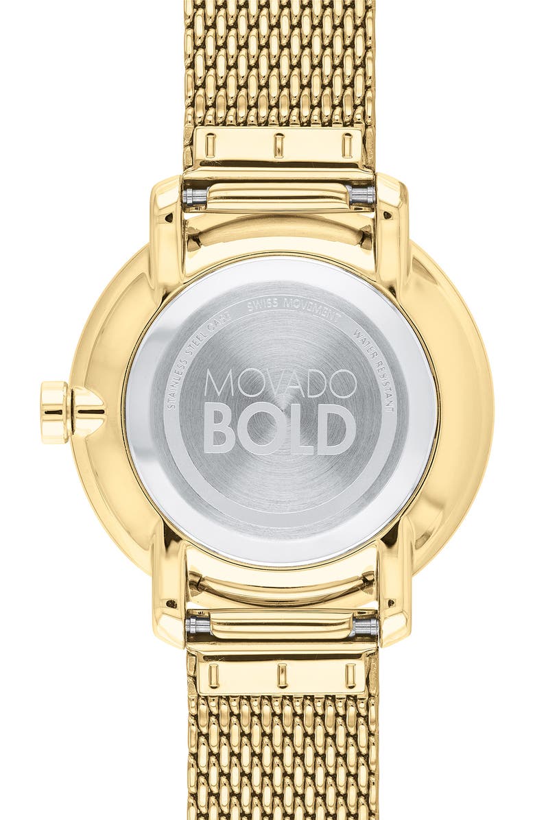 Movado Bold Crystal Bezel Mesh Strap Watch, 34mm, Alternate, color,