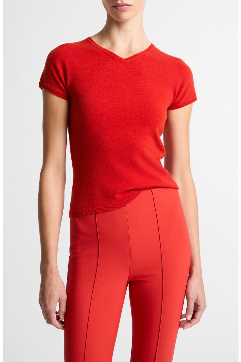 Short Sleeve Wool Blend Sweater, Main, color, POPPY