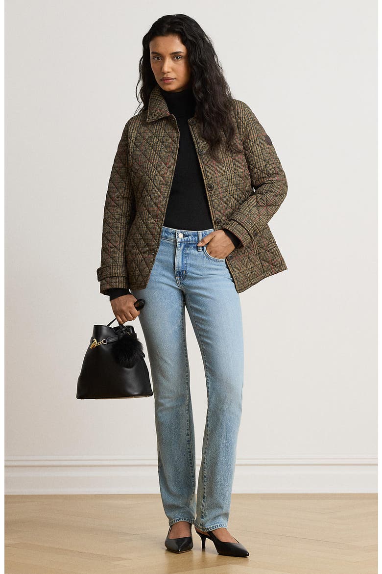 Quilted Jacket with Faux Leather Trim, Alternate, color, GRAND LODE