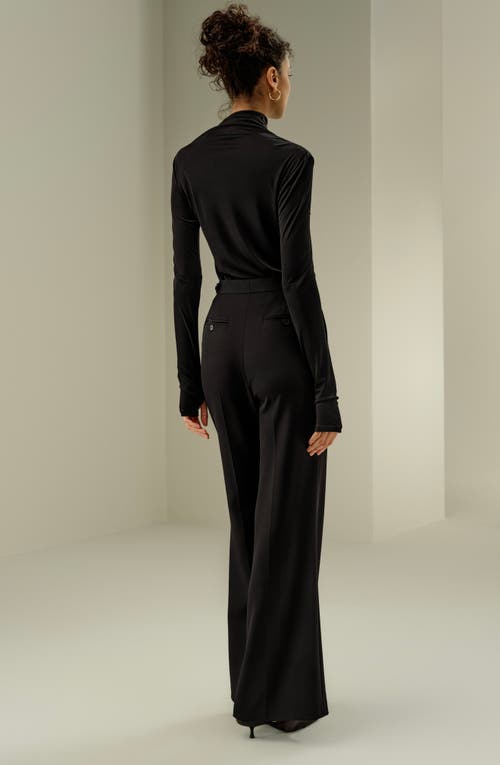 Lilysilk Slim Fitted Silk Jersey Long Sleeve Top In Black