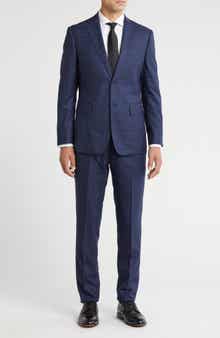 English Laundry Plaid Trim Fit Notch Lapel Wool Blend Two-Piece Suit