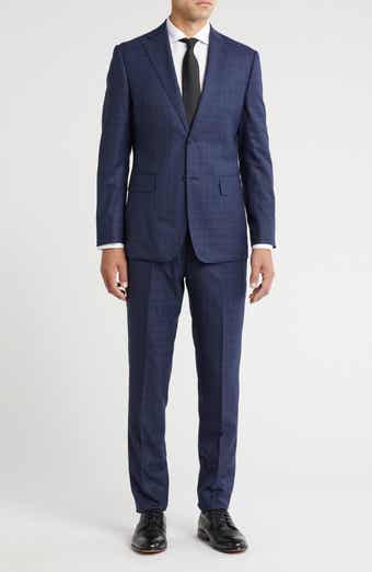 English Laundry Plaid Trim Fit Notch Lapel Wool Blend Two-Piece Suit
