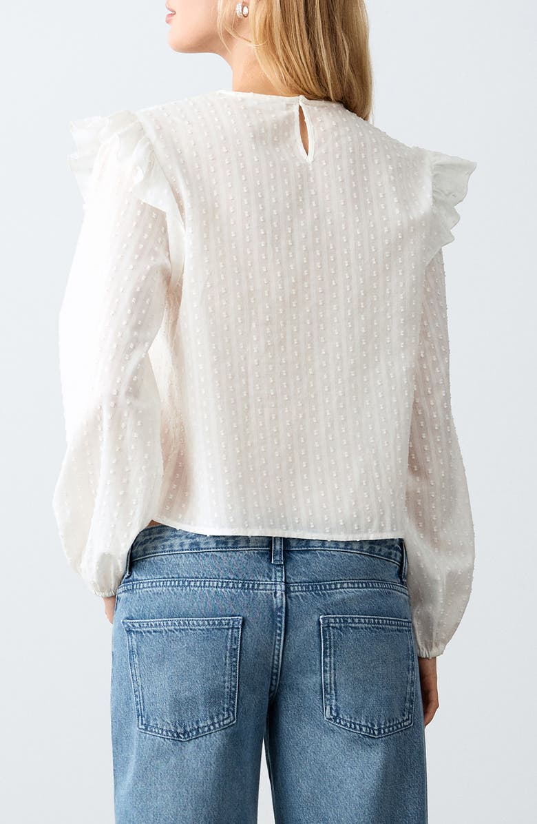 MANGO TEEN Lace & Ruffle Detail Cotton Top, Alternate, color, Off White