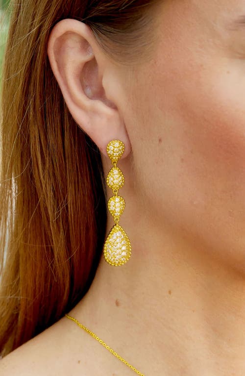 Savvy Cie Jewels Cubic Zirconia Teardrop Linear Earrings In Gold