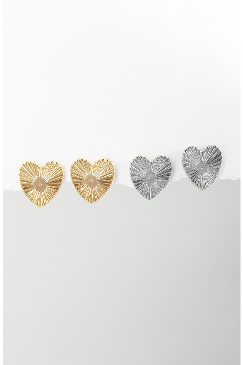 Oversize Etched Heart Stud Earrings, Alternate, color, GOLD