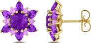 Julianna B. Gemstone Floral Halo Stud Earrings
