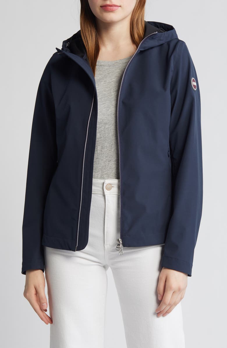 COLMAR New Futurity Water Repellent Hooded Rain Jacket, Alternate, color, Navy Blue