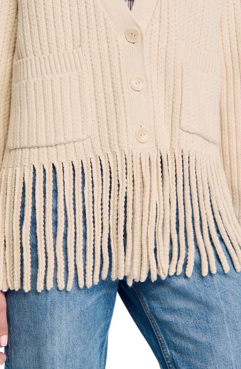 SANDRO Fringed knit cardigan, Alternate, color,
