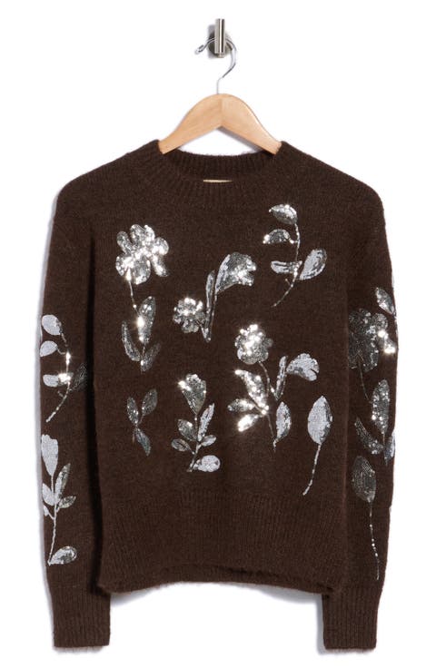 Floral Sequin Sweater