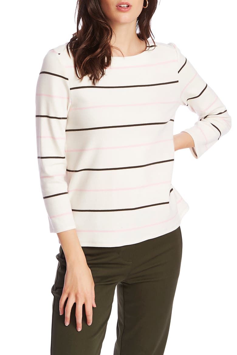 Volley Stripe Knit Top, Main, color, SOFT ECRU