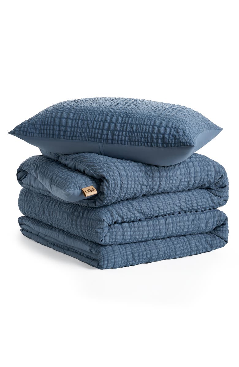 UGG<sup>®</sup> Devon Textured Comforter & Sham Set, Main, color, Tahoe Blue