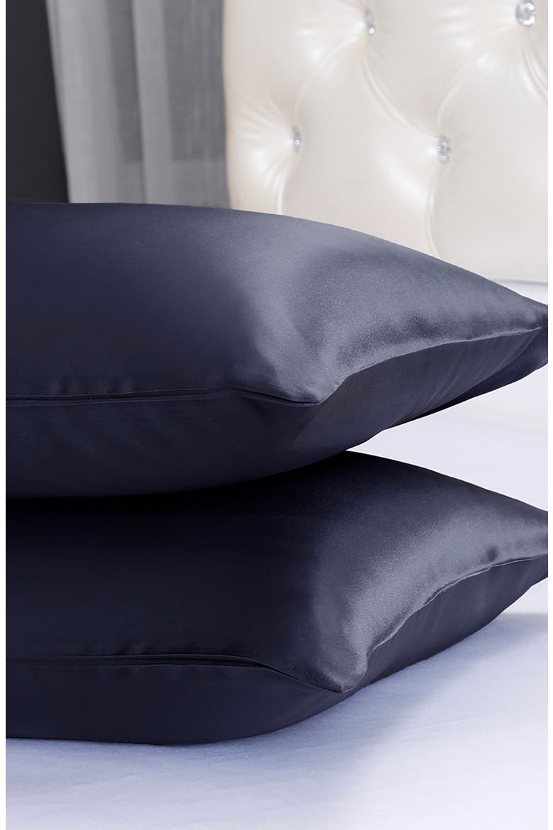 100% Silk Terse Envelope Pillowcase, Alternate, color, Navy Blue.
