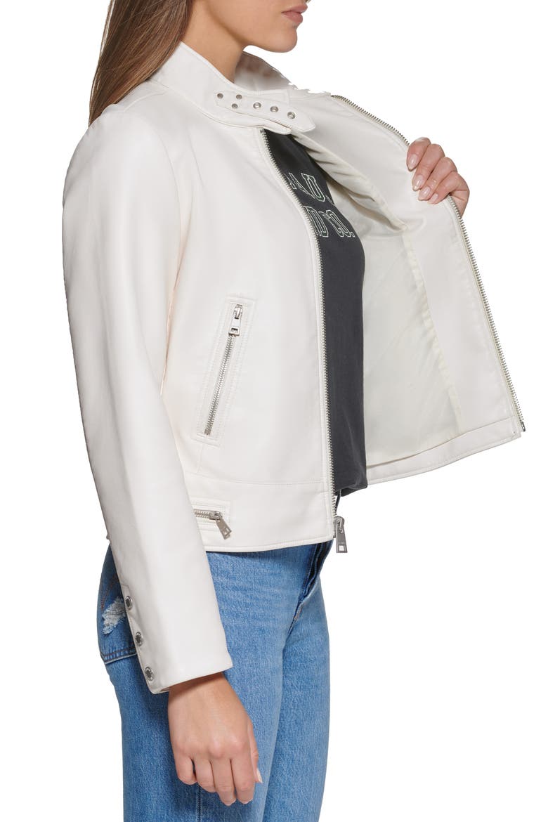 Levi's® Women's Faux Leather Racer Jacket, Alternate, color, OYSTER