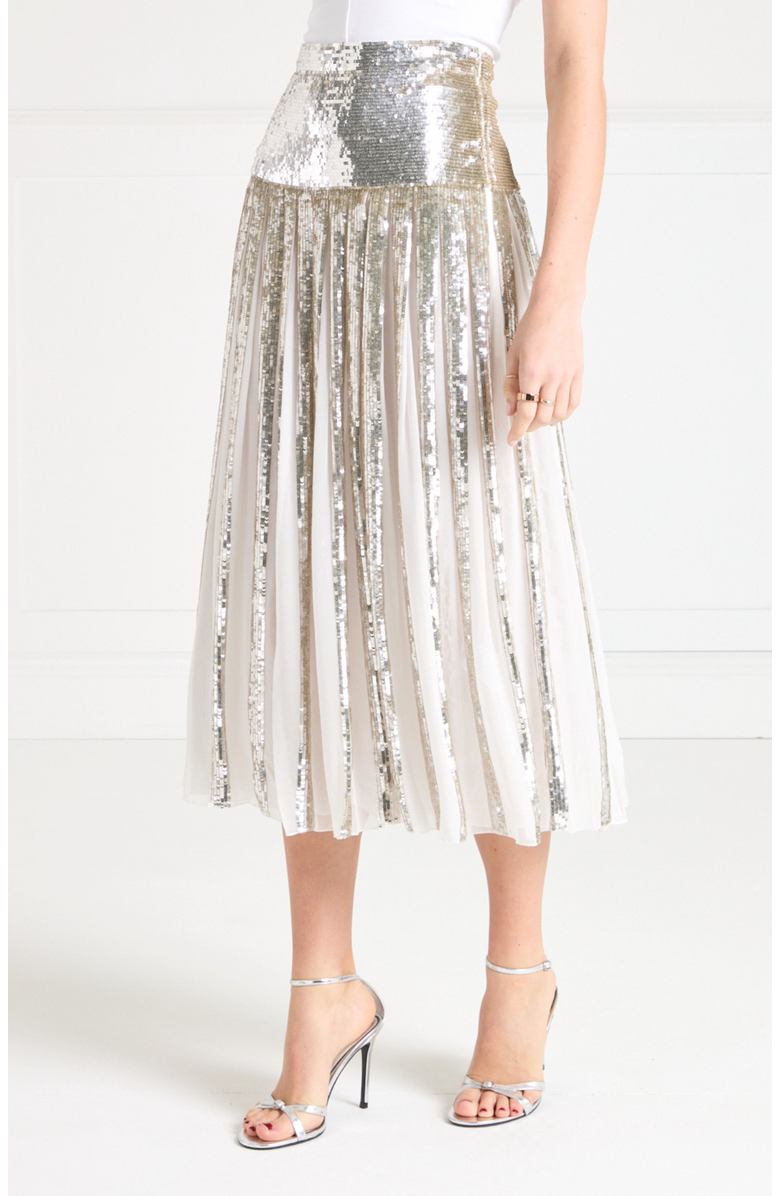 Temperley London Filigree Skirt, Alternate, color, Silver