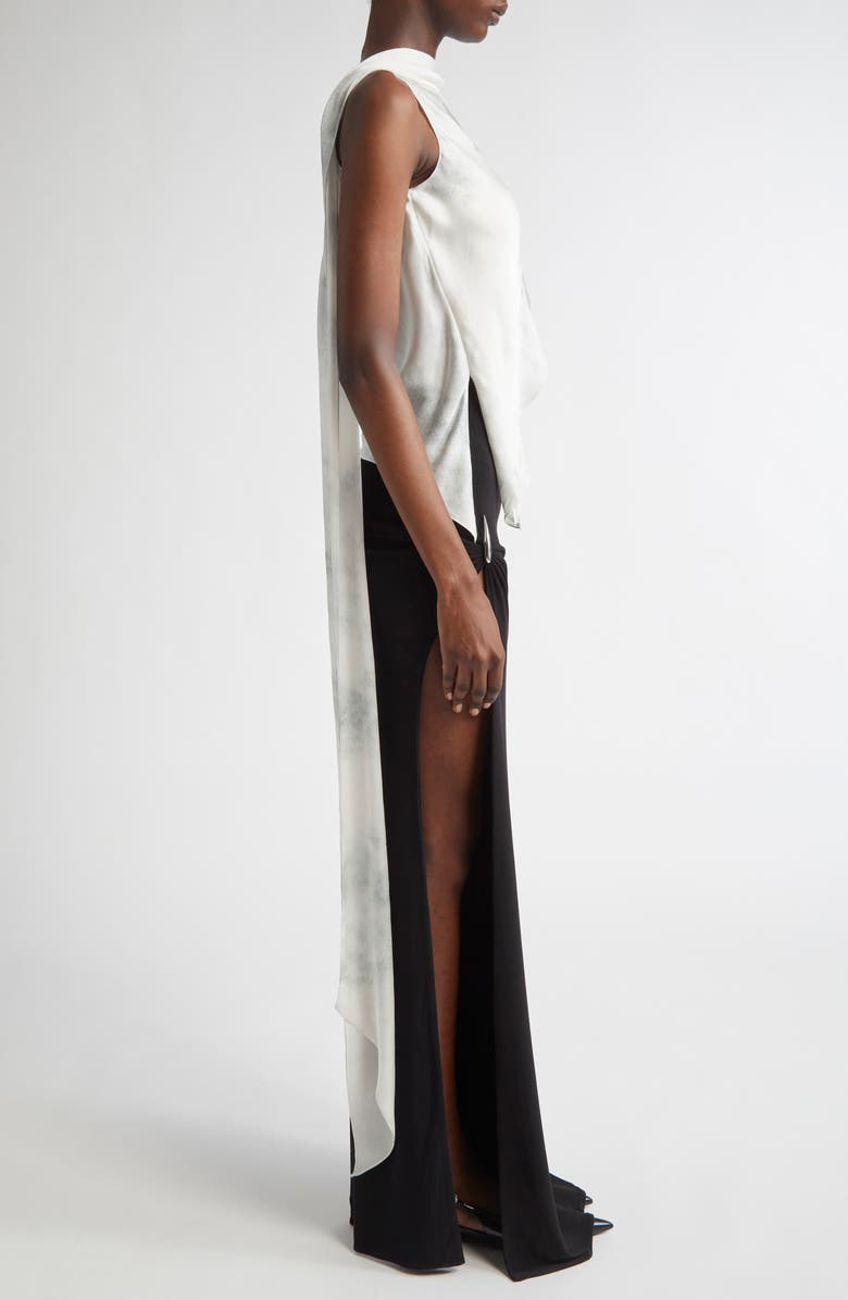 GRACE LING Asymmetric Silk Chiffon Scarf Top, Alternate, color, Ash