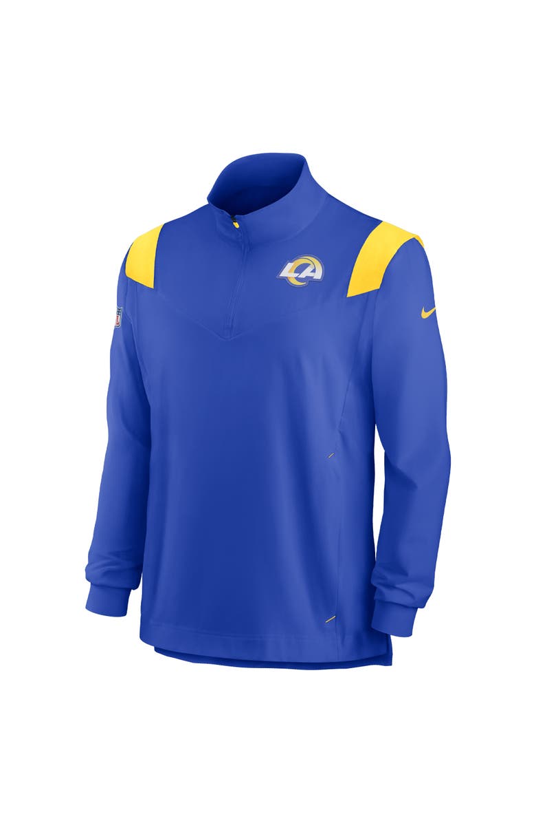 Nike Men's Nike Royal Los Angeles Rams Sideline Coach Chevron Lockup Quarter-Zip Long Sleeve Top, Alternate, color, 