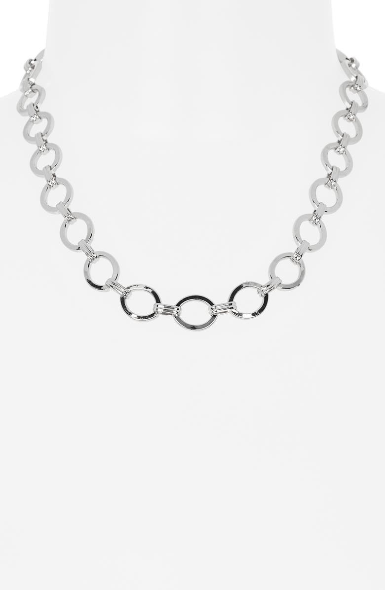 Leith Oval Link Necklace, Alternate, color, Silver