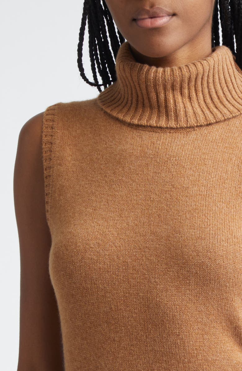 Veronica Beard Mazzy Sleeveless Cashmere Turtleneck Sweater, Alternate, color, Dark Acorn Melange