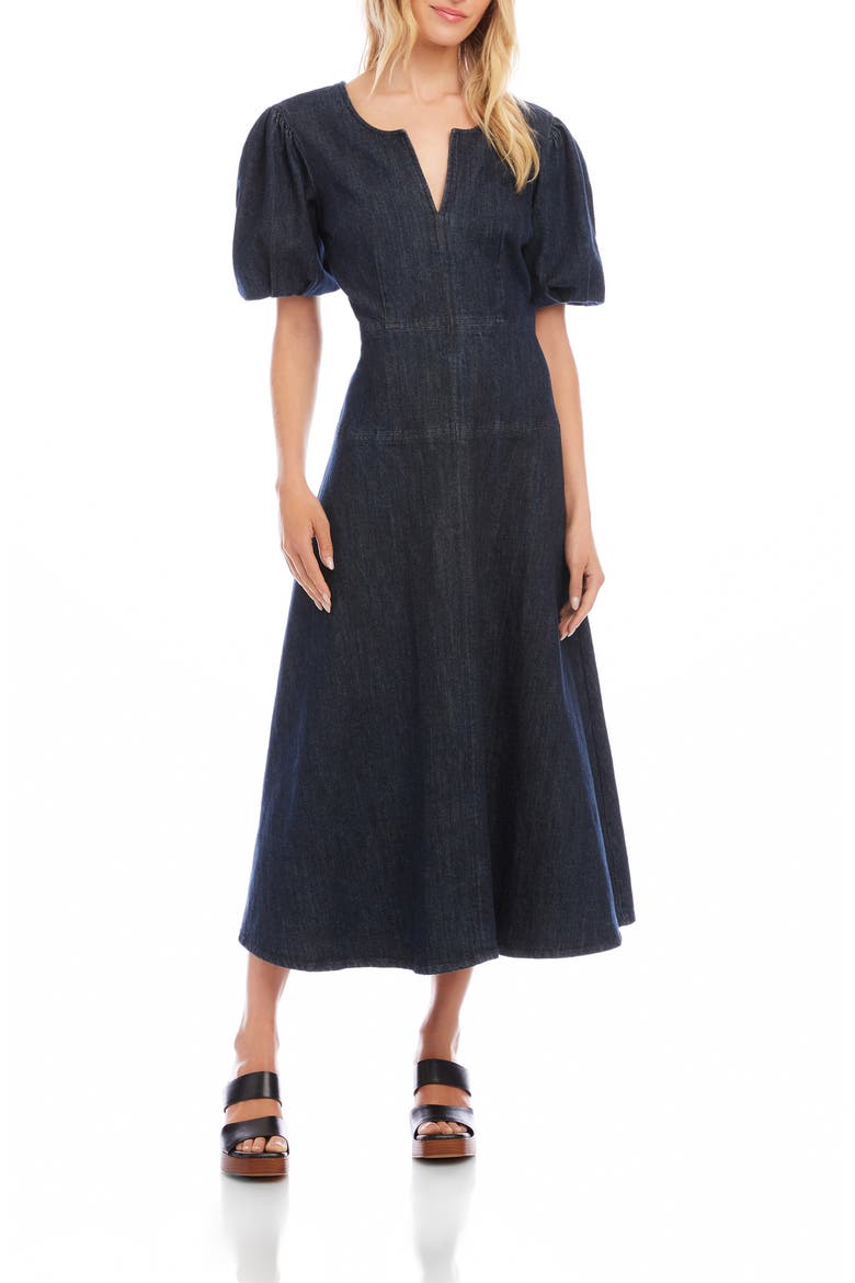 karen kane denim dress Karen Kane Embroidered Maxi Dress, S, Denim