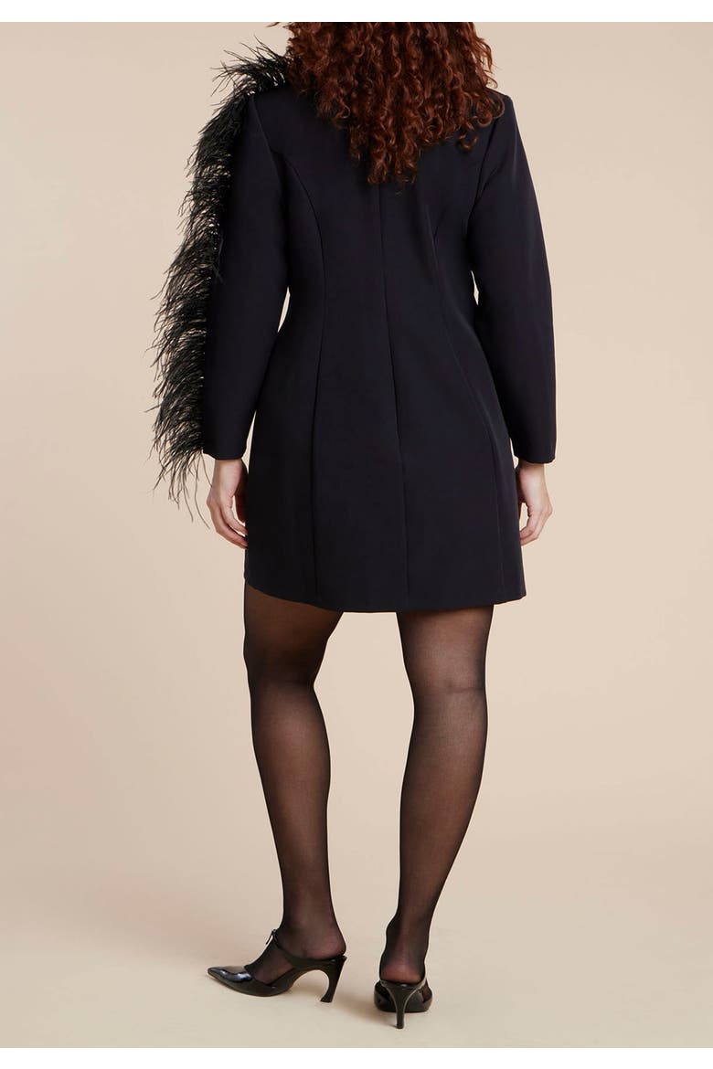 Feather Sleeve Mini Dress, Alternate, color, BLACK ONYX