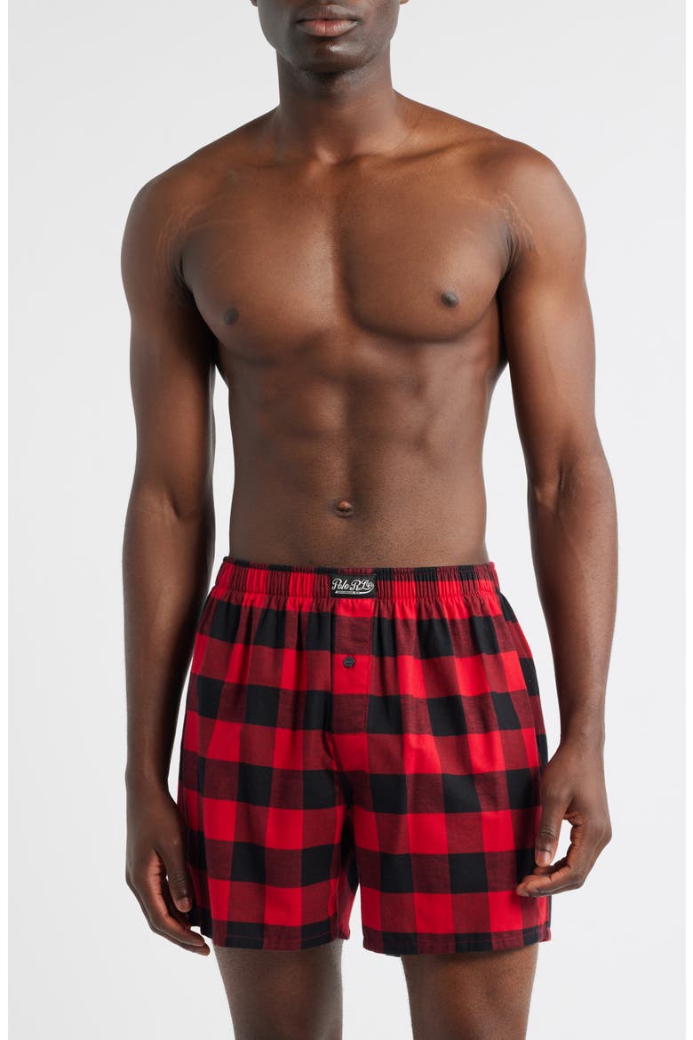 Yarn-Dyed Cotton Boxers, Main, color, RED POLO BLACK BUFFALO