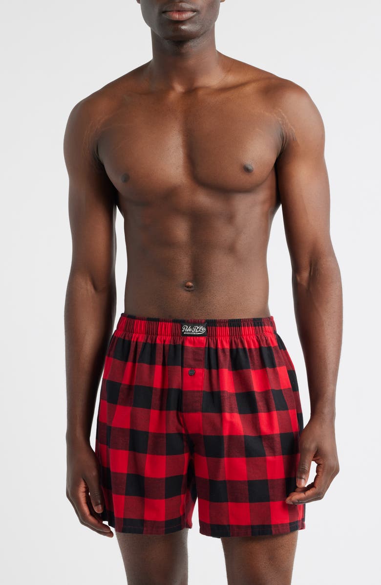 Polo Ralph Lauren Yarn-Dyed Cotton Boxers, Main, color, Red Polo Black Buffalo