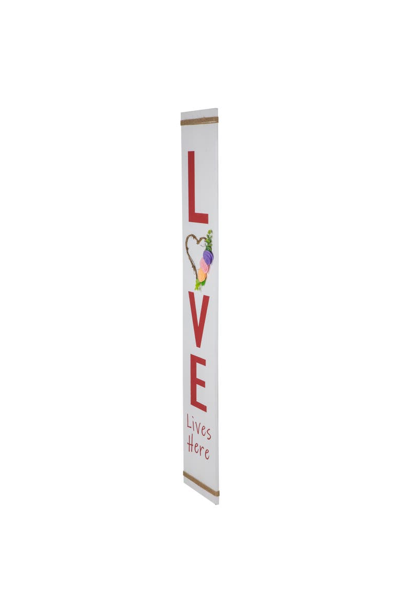 Northlight 39.25" "Love Lives Here" Wooden Valentine's Day Porch Board Sign Decoration, Alternate, color, White
