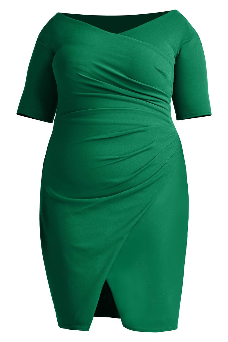 Side Ruched Cocktail Dress, Alternate, color, BAMBOO