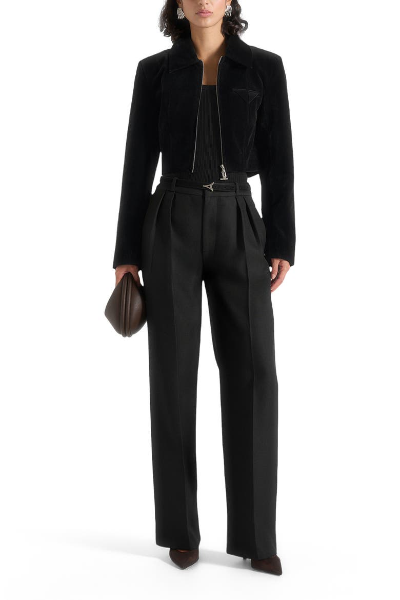 Adina Velvet Cropped Jacket, Alternate, color, Black